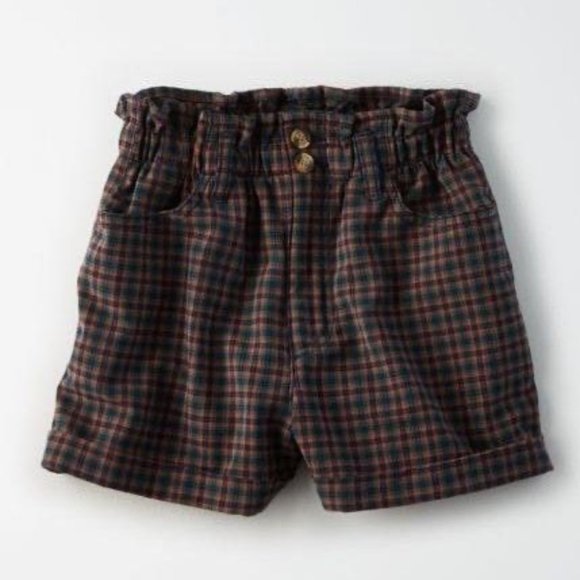 plaid mom shorts